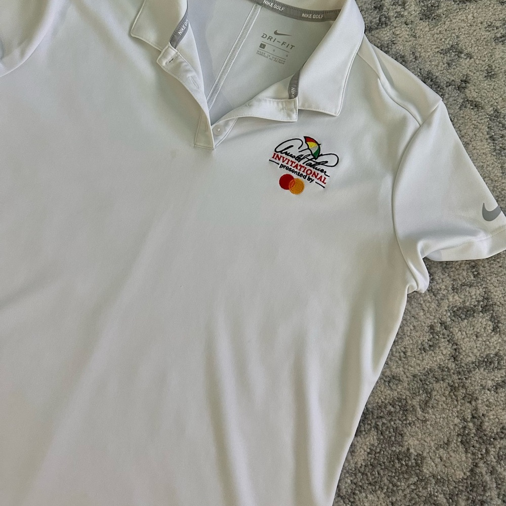 ARNOLD PALMER INVITATIONAL GOLF Nike White Polo Shirt Top L